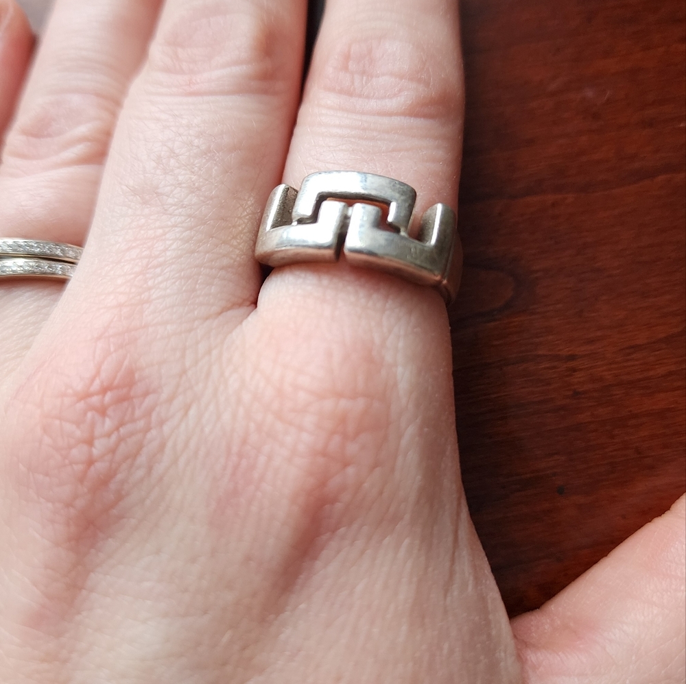 Geometric silver ring